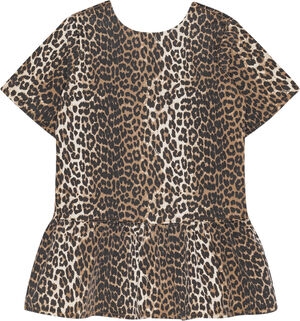Print Denim Open-back Mini Dress