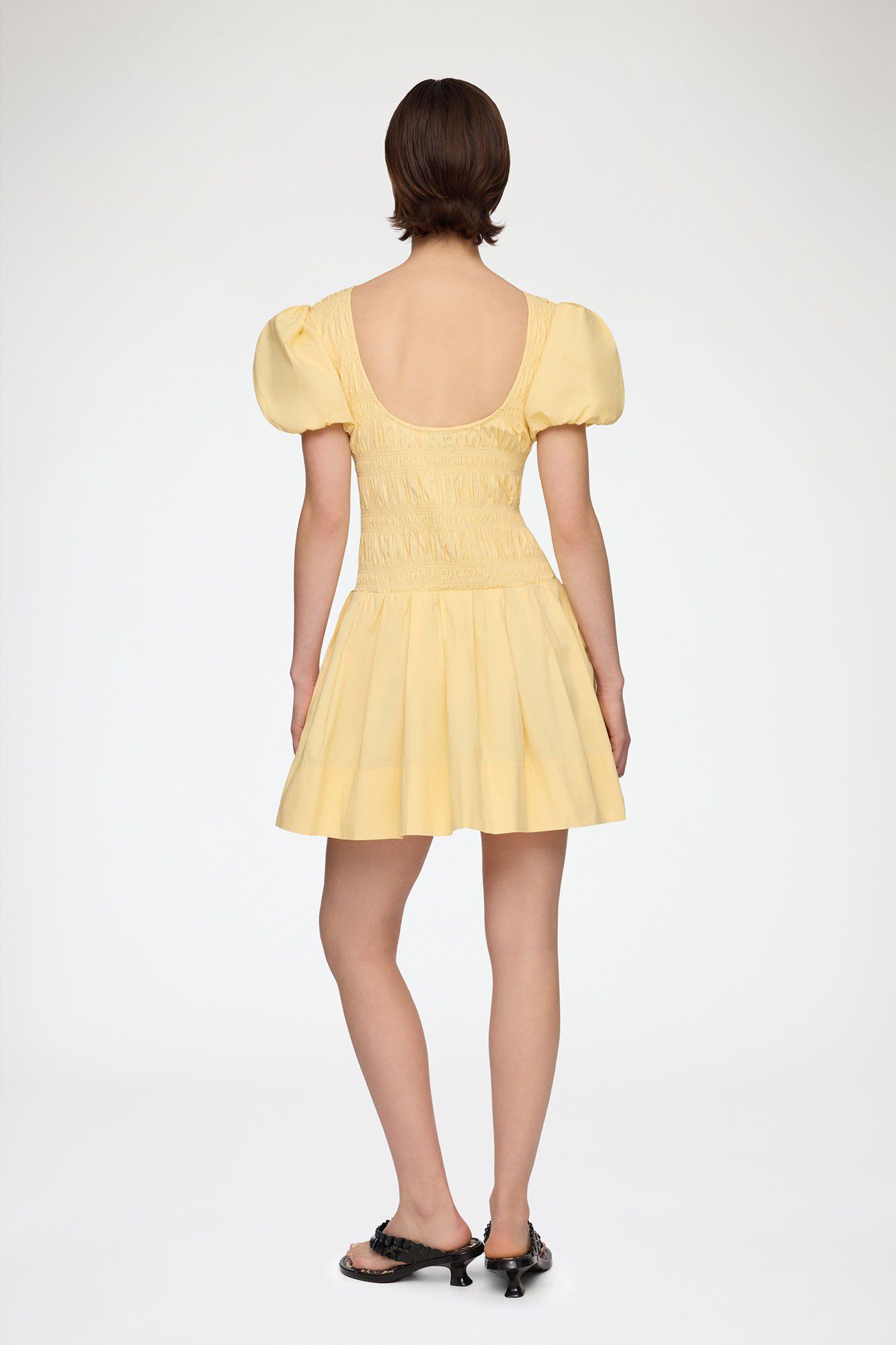 Stretch Cotton Mini Smocked Pleated