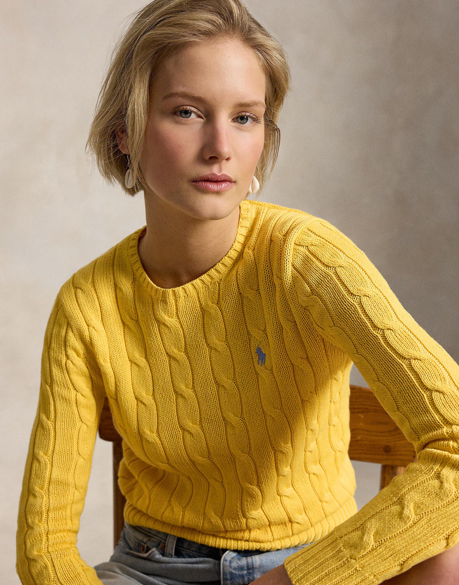 Cable-Knit Cotton Crewneck Sweater