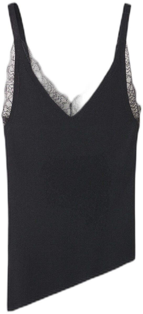 Asymmetrical lace-trimmed top
