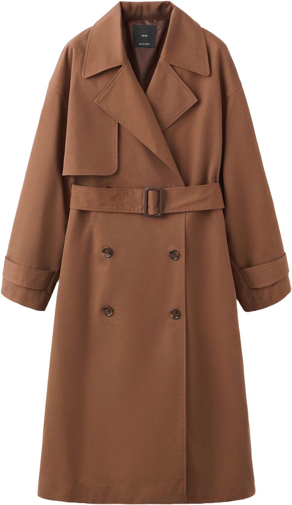 Long double-breasted trench coat