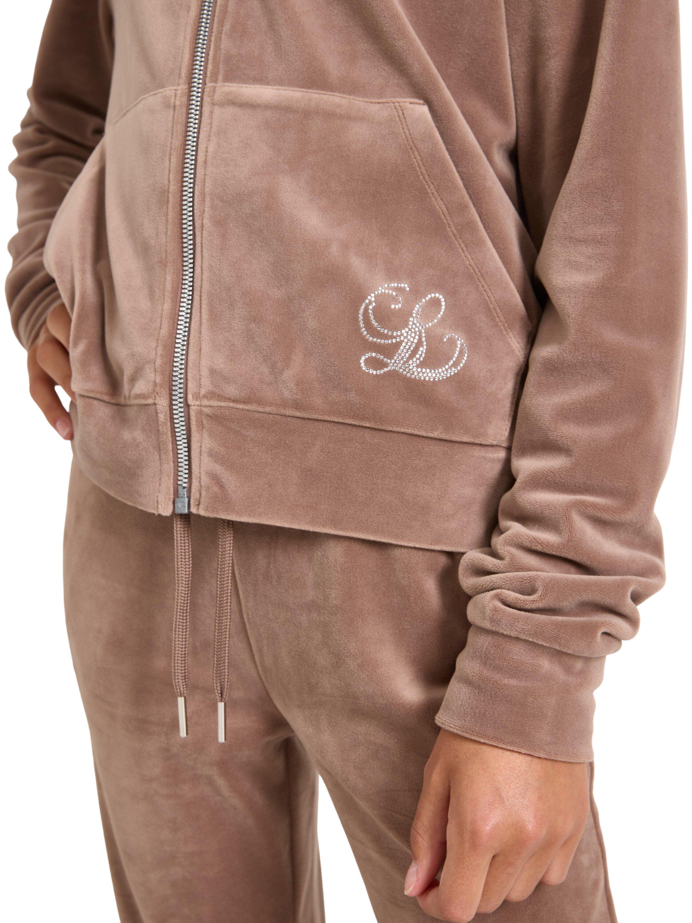 Velour hoodie with kangaroo pockets