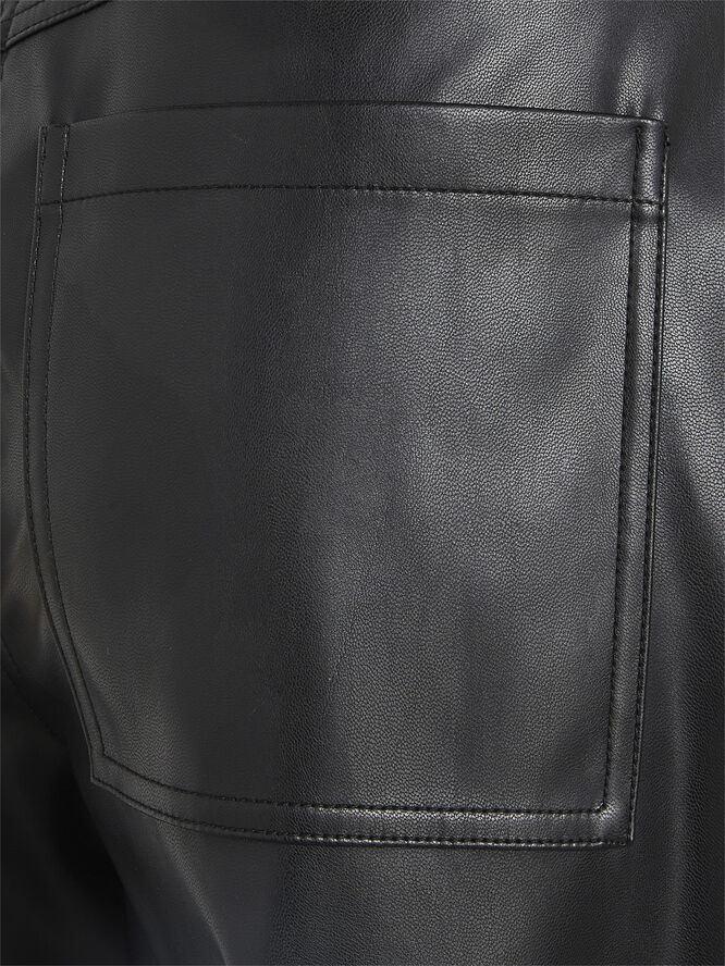 High rise straight fit leather pants