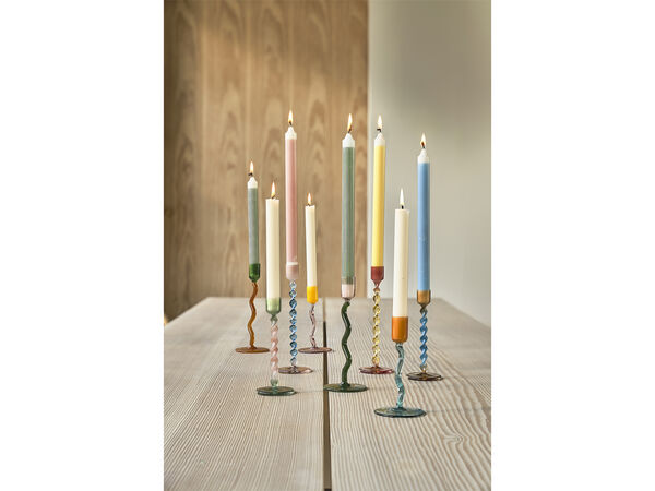 Lysestage Styles 7,4 x 16,3 cm Grøn/Rosa Glas