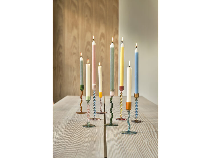 Lysestage Styles 7,4 x 16,3 cm Grøn/Rosa Glas