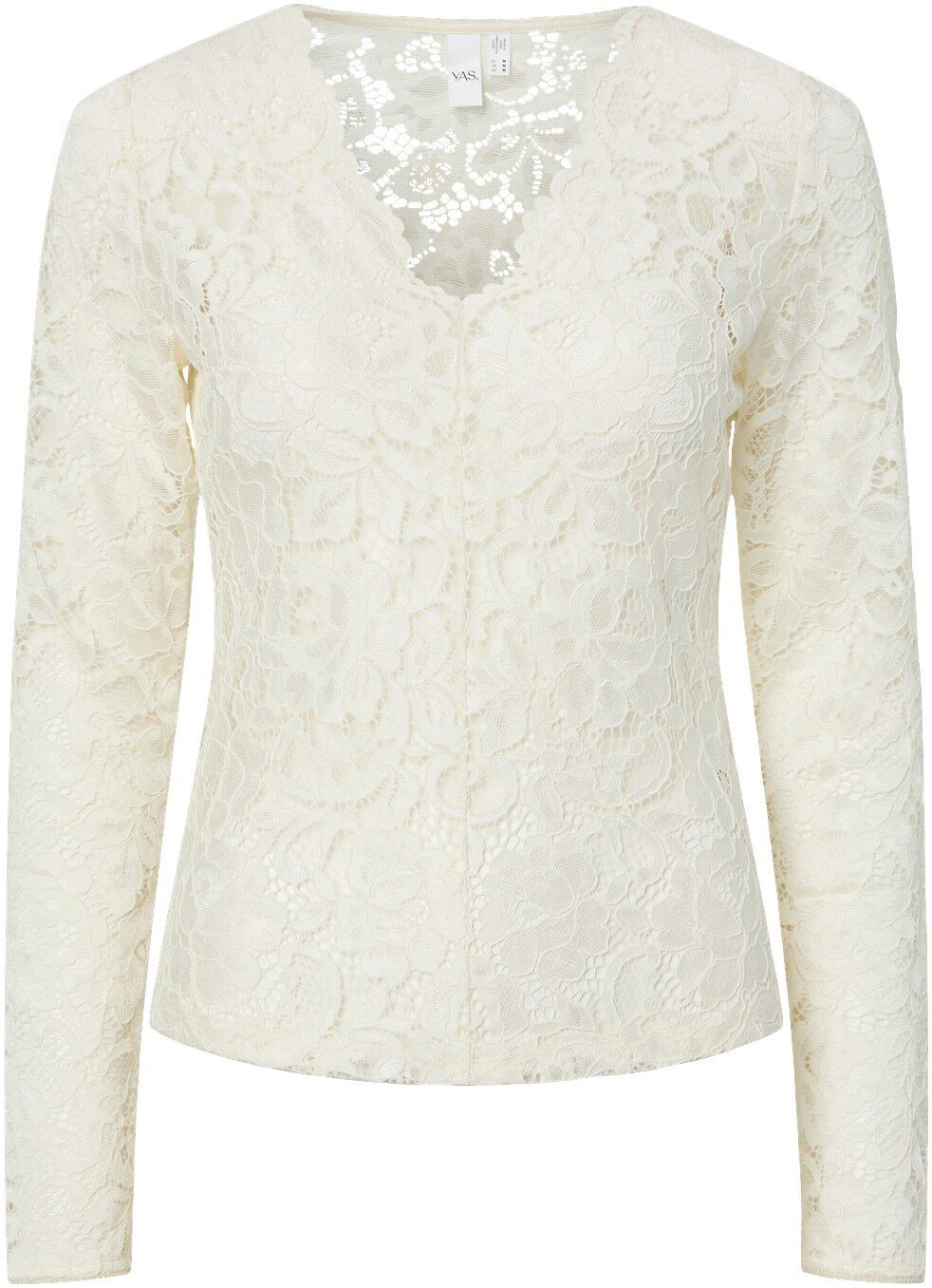 YASLACEY LS V-NECK LACE TOP S. NOOS