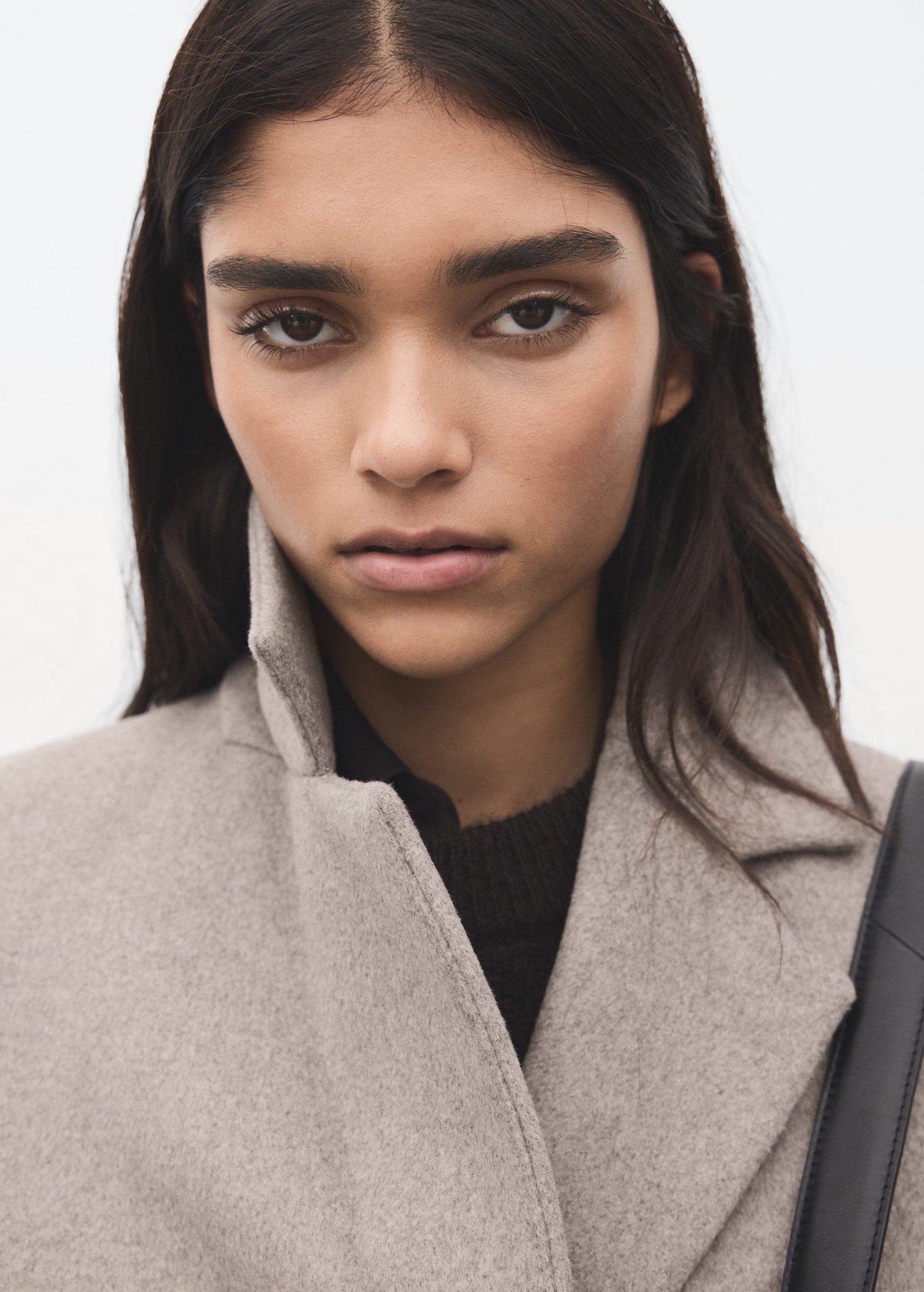 Double-breasted wool blend coat