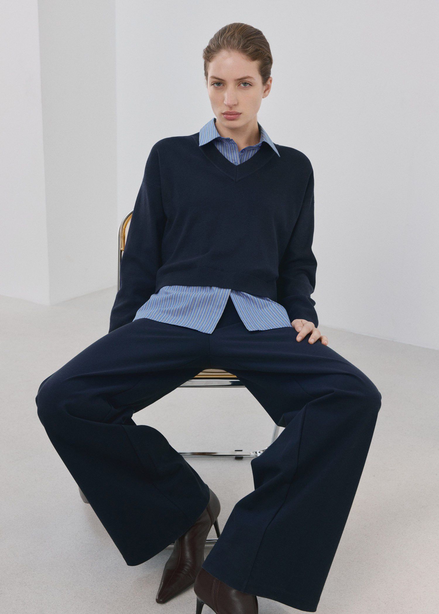 Combined shirt sweater