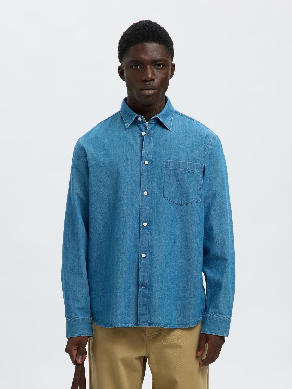 SLHREGCARLO DENIM LS SHIRT NOOS