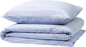 Stripe washed percale 140x220cm l. blue/white