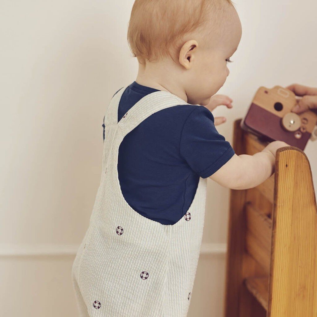 Seersucker stripe overalls baby