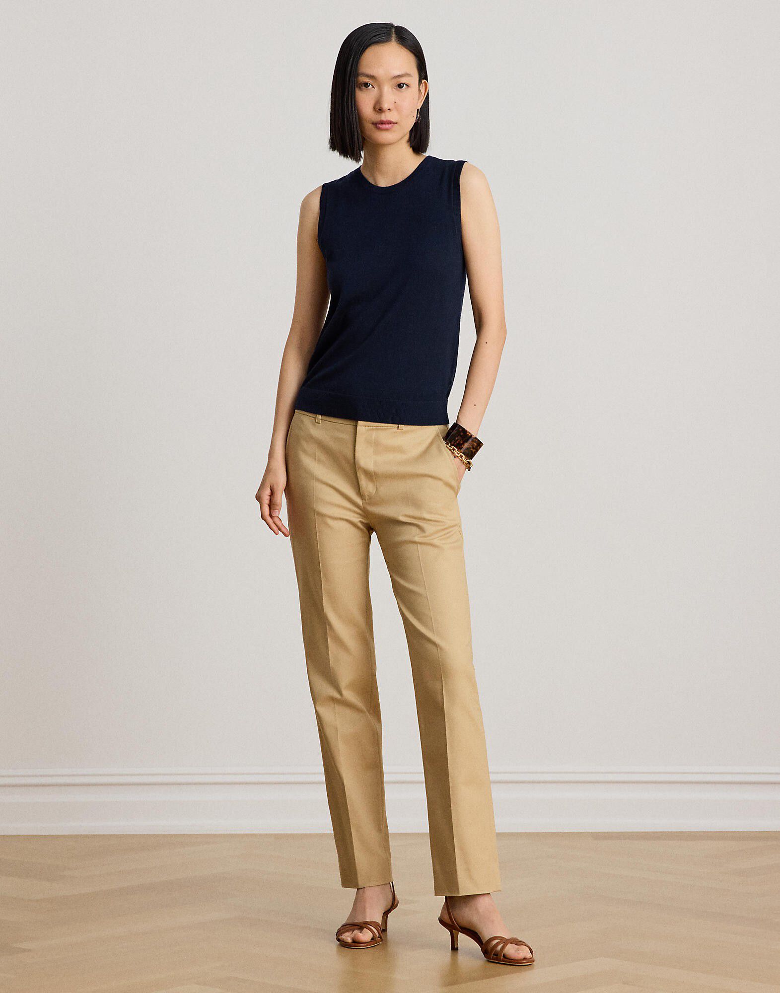 Double-Faced Cotton Slim Straight Pant