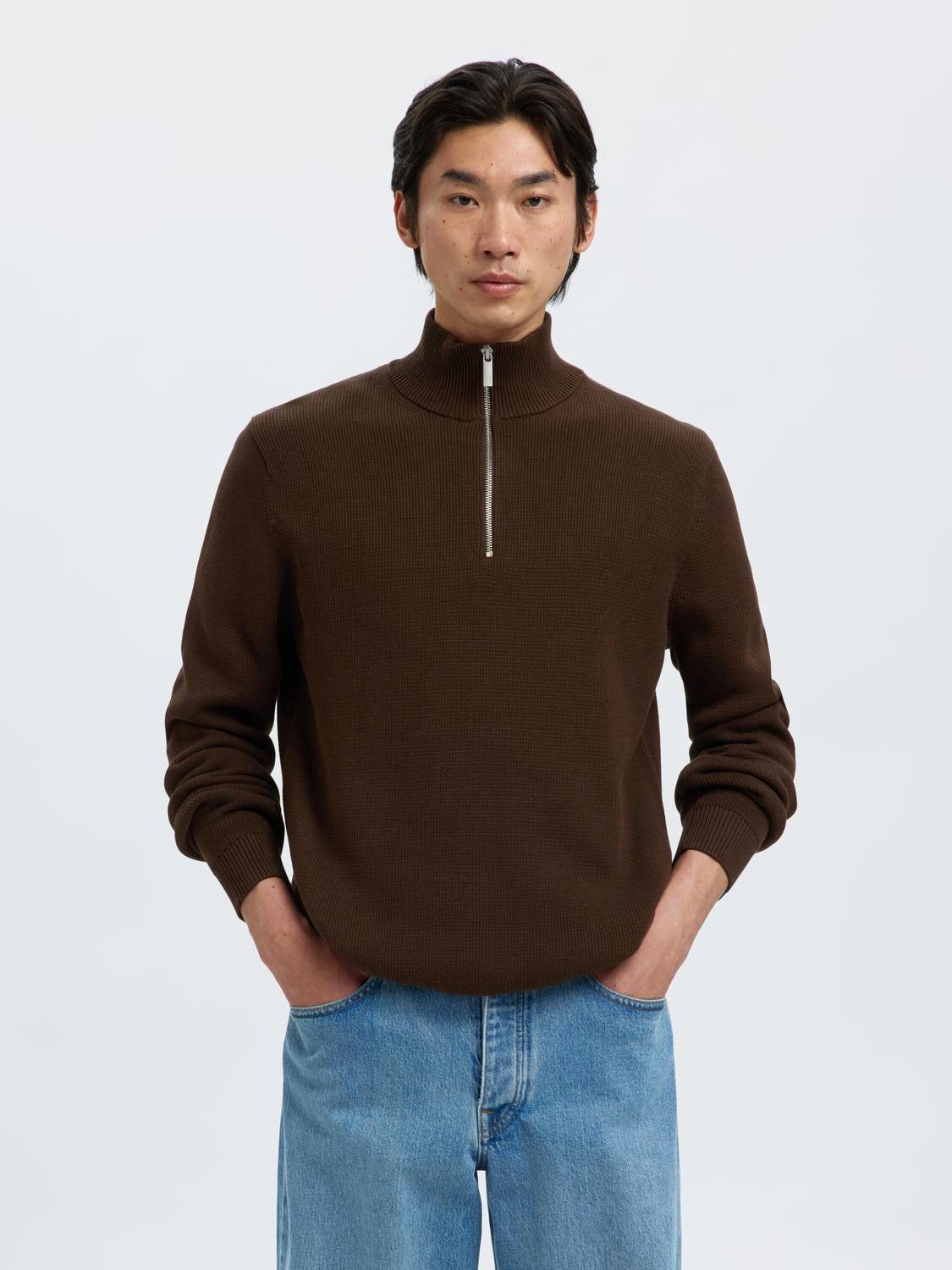 SLHDANE LS KNIT STRUCTURE HALF ZIP