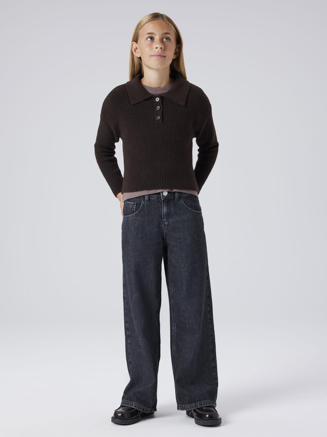 NKFNIA LS LOOSE POLO KNIT LNOOS