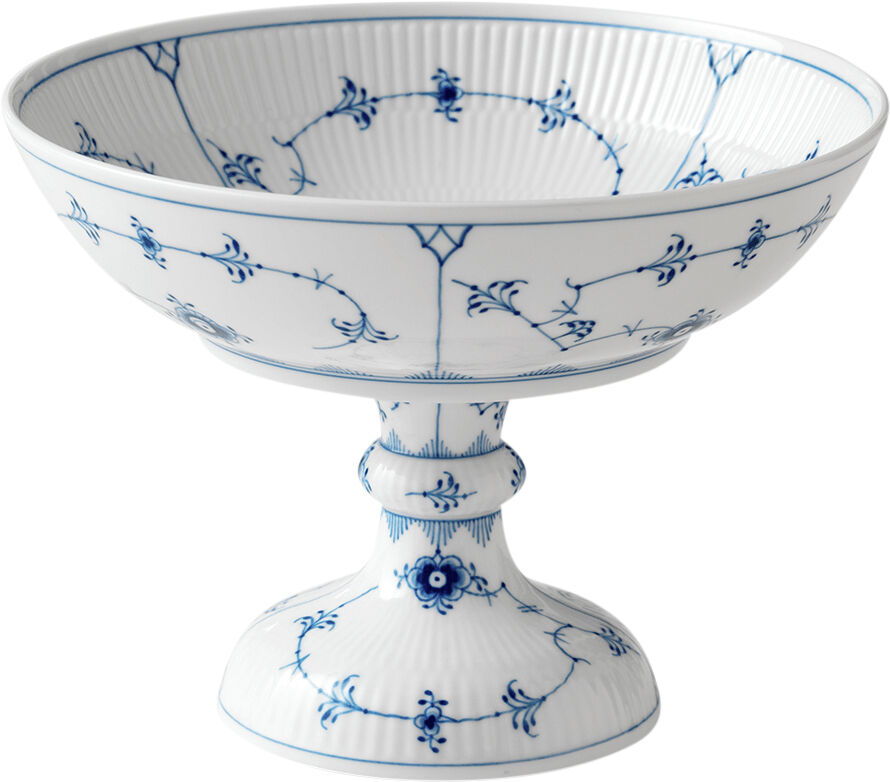 Musselmalet Riflet 14 cm. sk&aring;l p&aring; fod