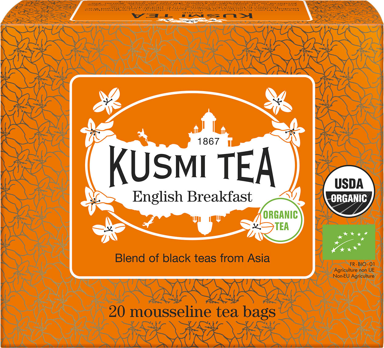 Organic English Breakfast - Box of 20 muslin tea bags - 40gr