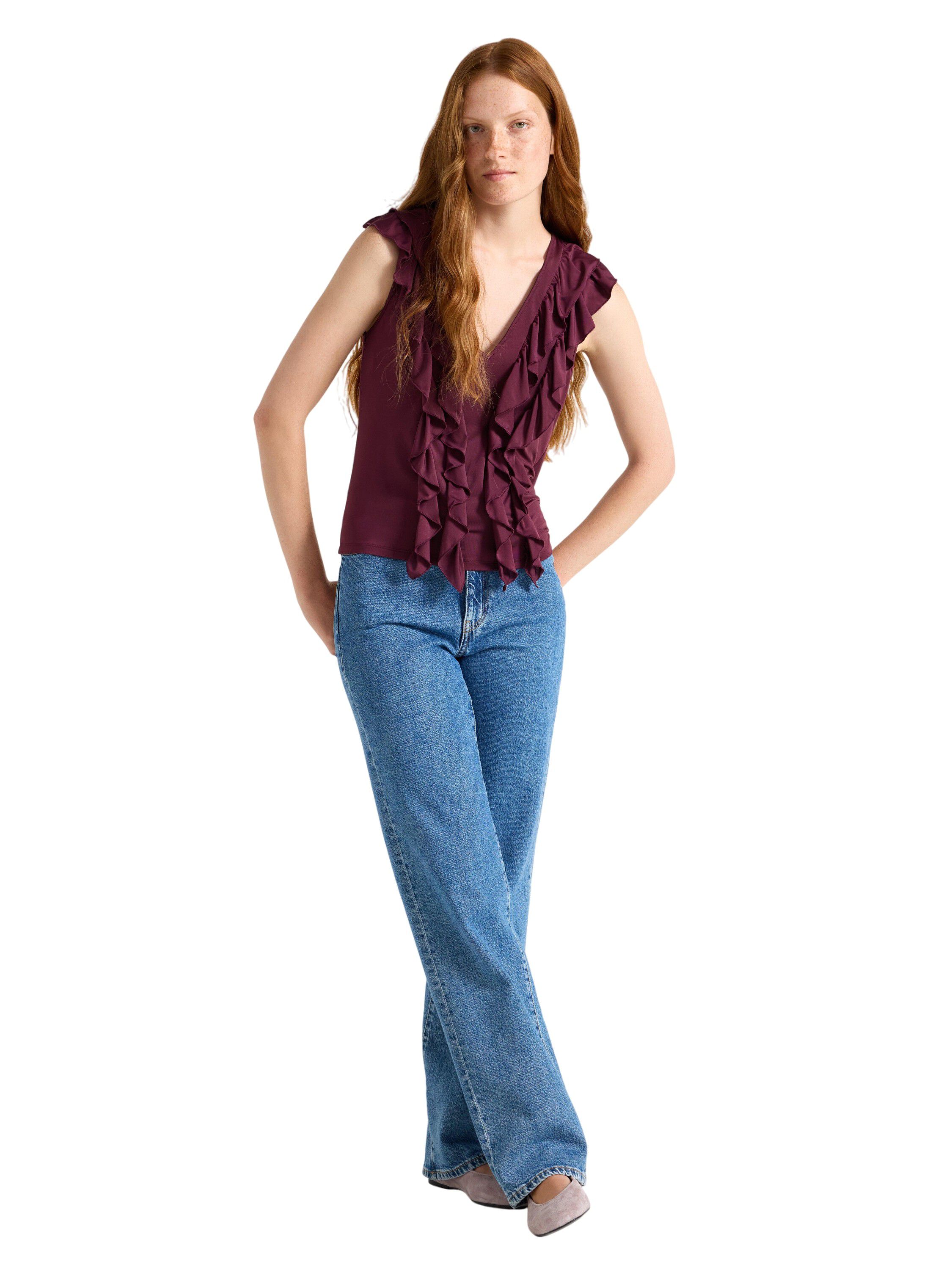 �rml&ouml;s topp i mjuk trik&aring; med vol