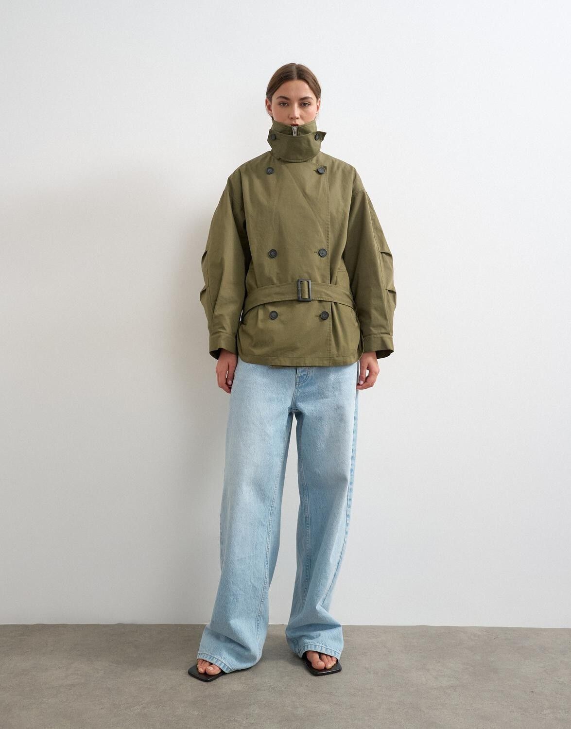 Tssally Bleted Trench Coat Otw