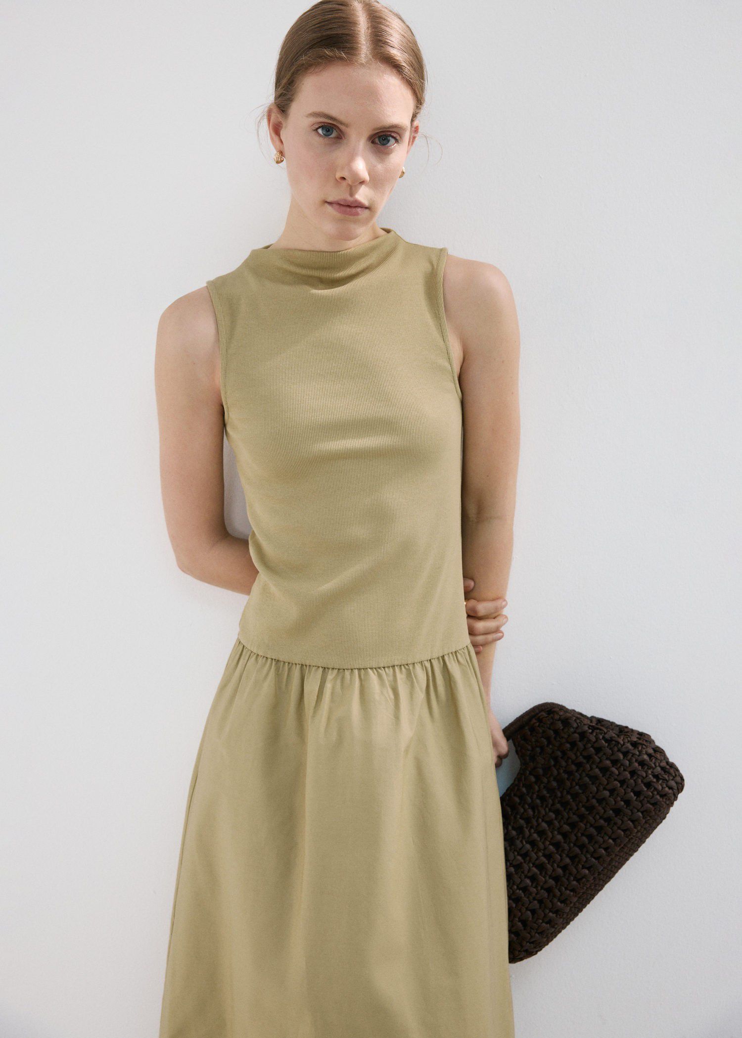 Contrast-bodice dress