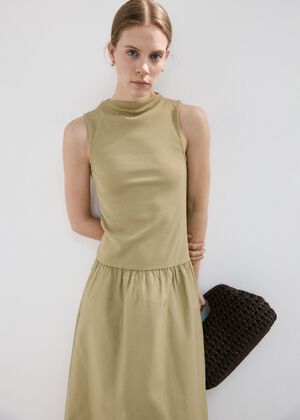 Contrast-bodice dress