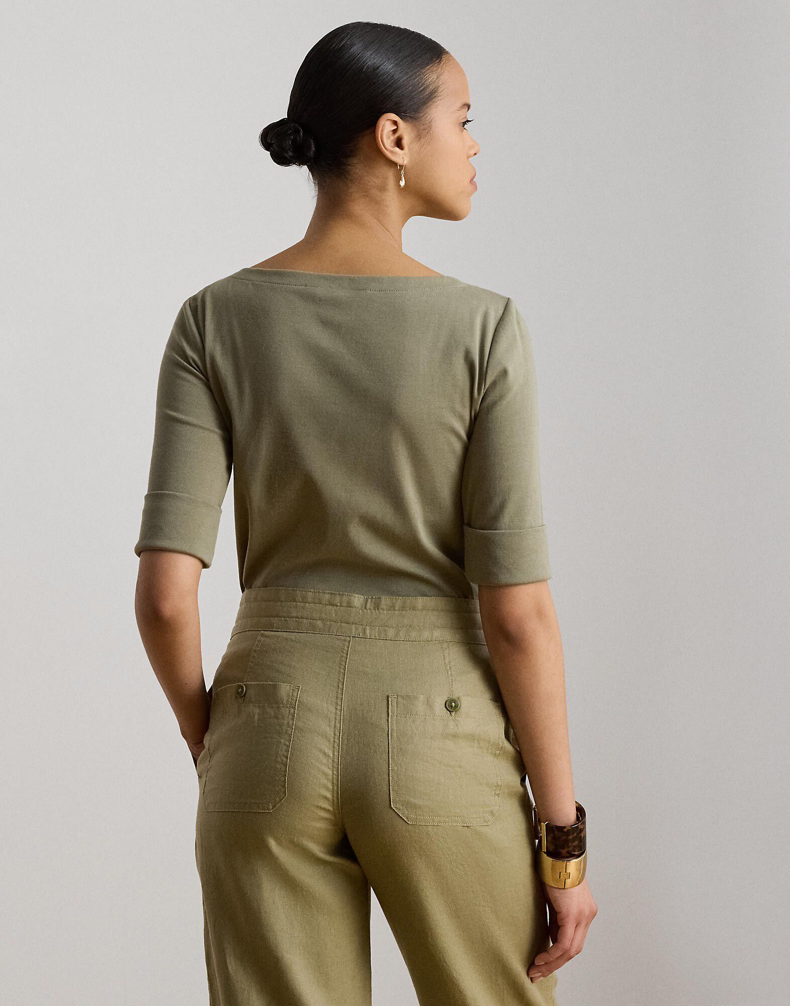 Stretch Cotton Boatneck Tee