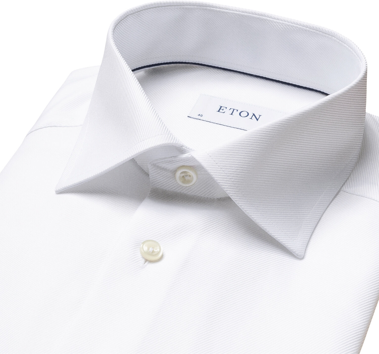 Cont. Fit White Textured Twill Shirt - French Cuff