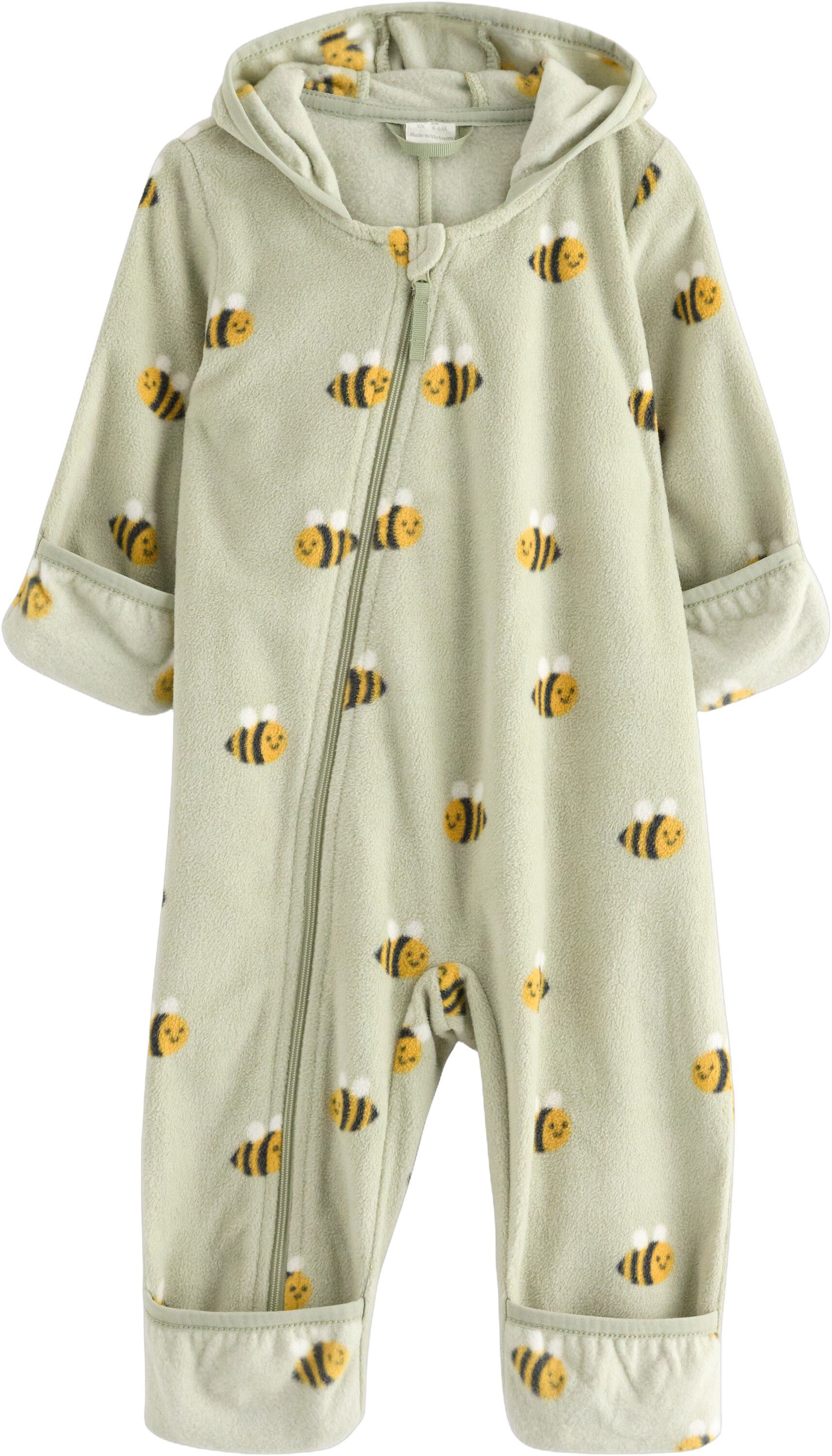 Pramsuit in microfleece with a hood