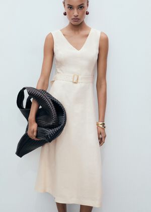 Belt linen dress