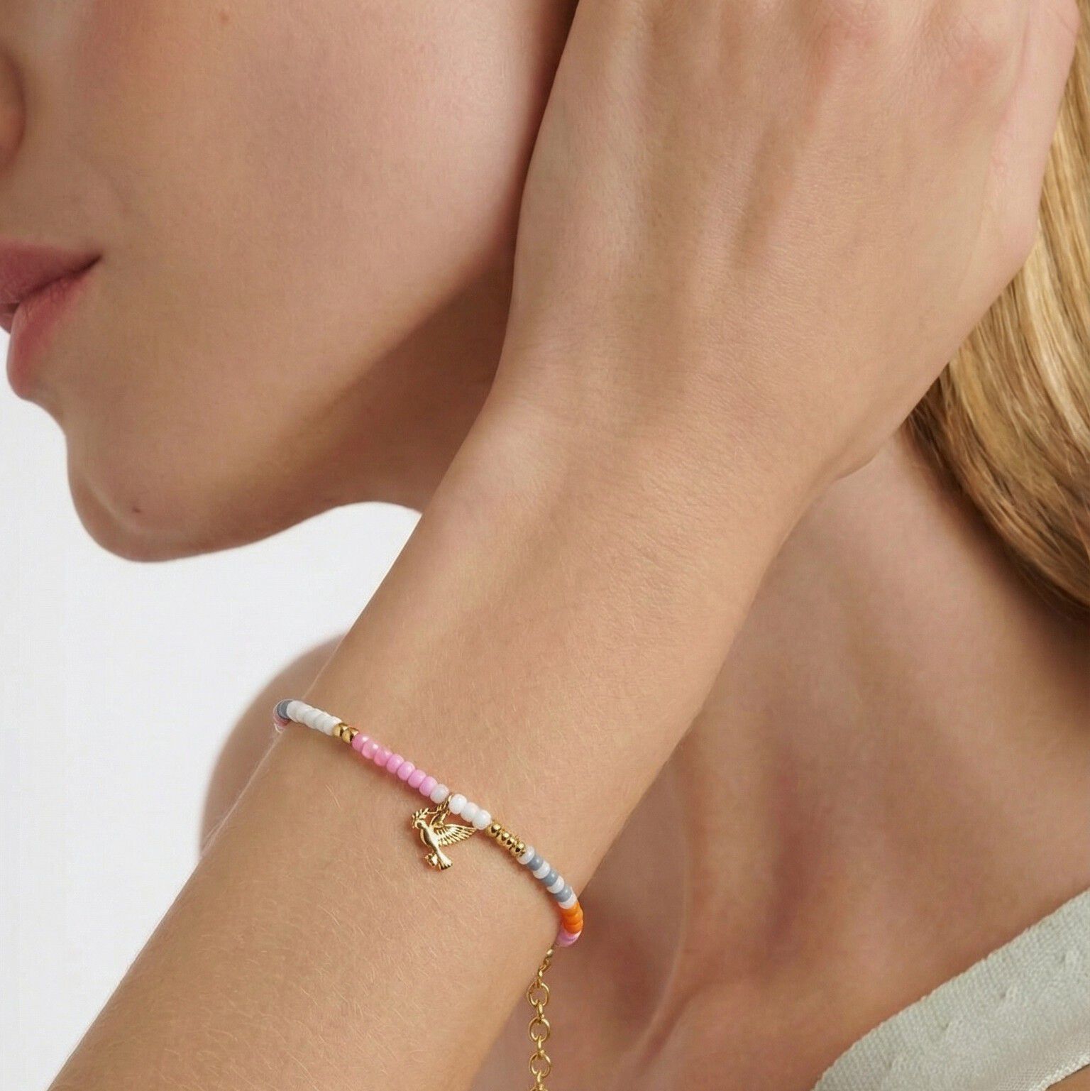 Peace Pink Pearl Bracelet