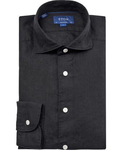 Black Linen-poplin Shirt - Contemporary Fit