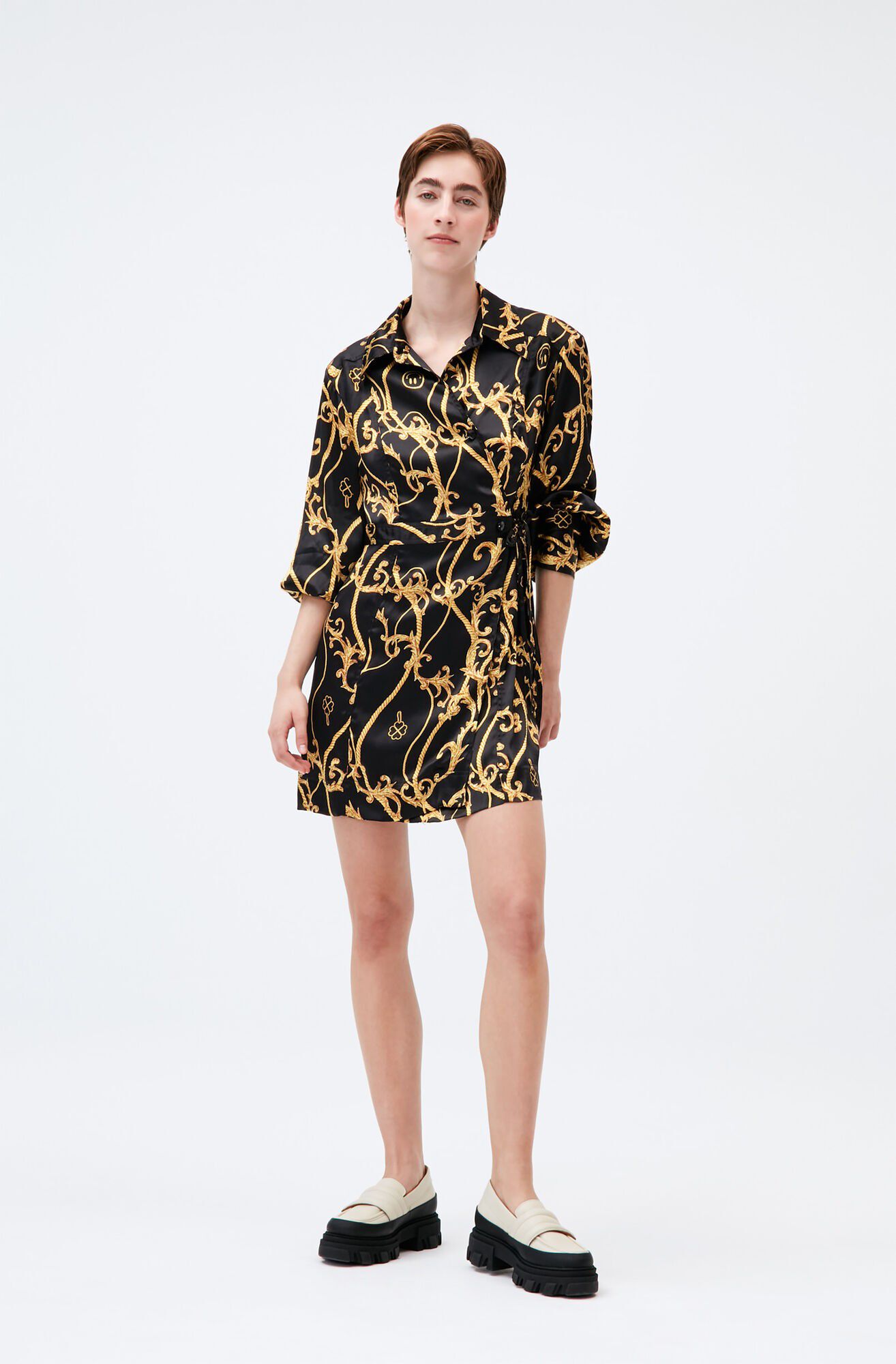 Panel Shirt Wrap Dress