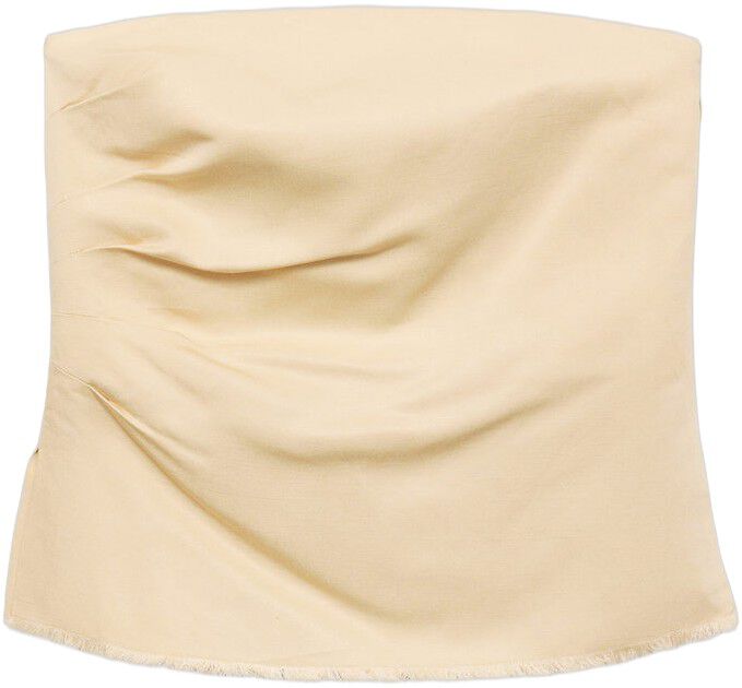 Strapless linen blend top