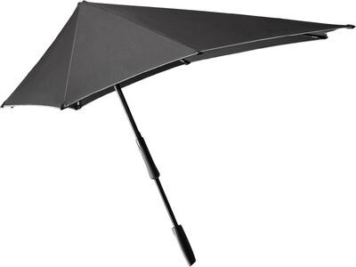 Senz Large stick storm umbrella pure black reflective