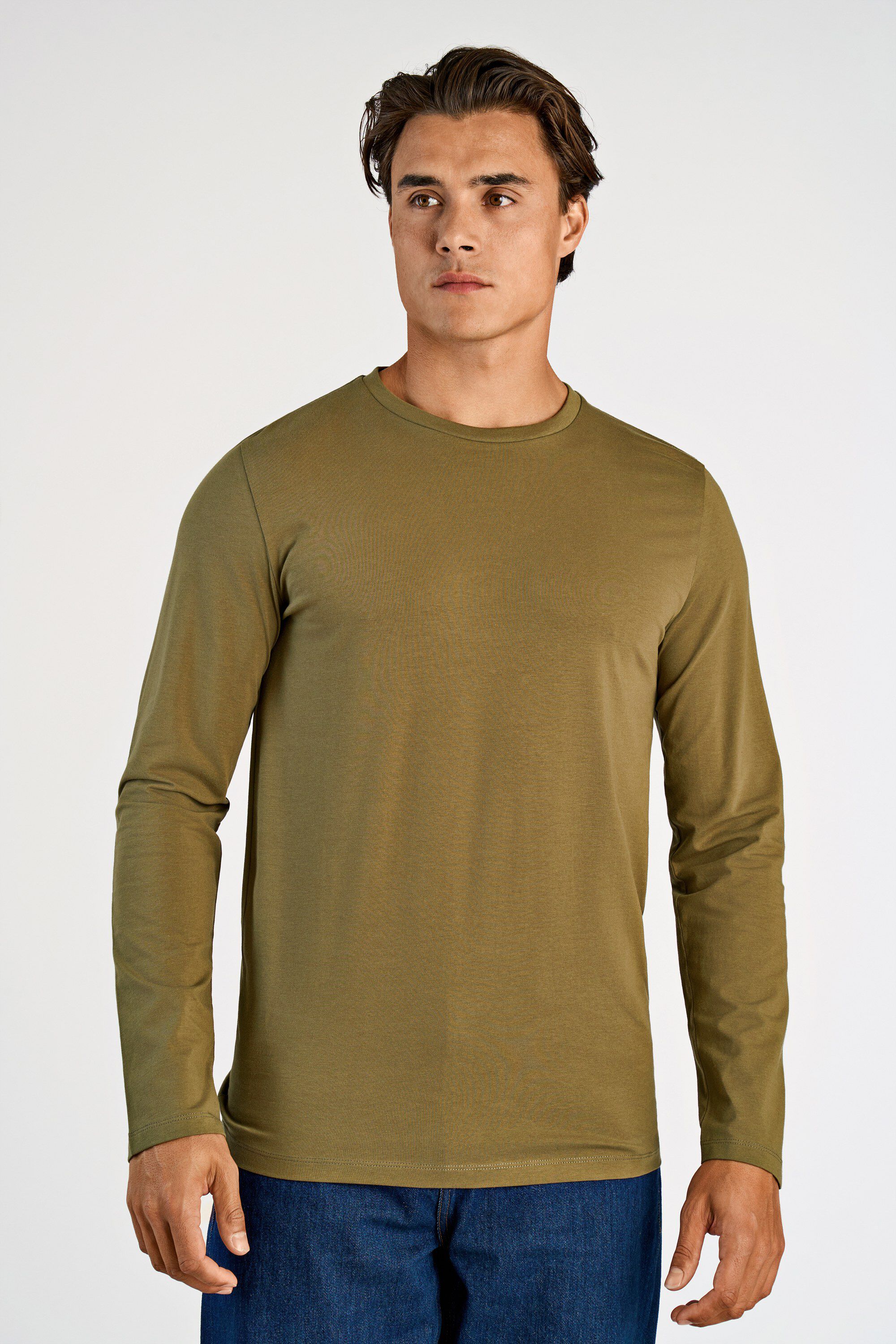 Basic o-neck stretch tee L/S