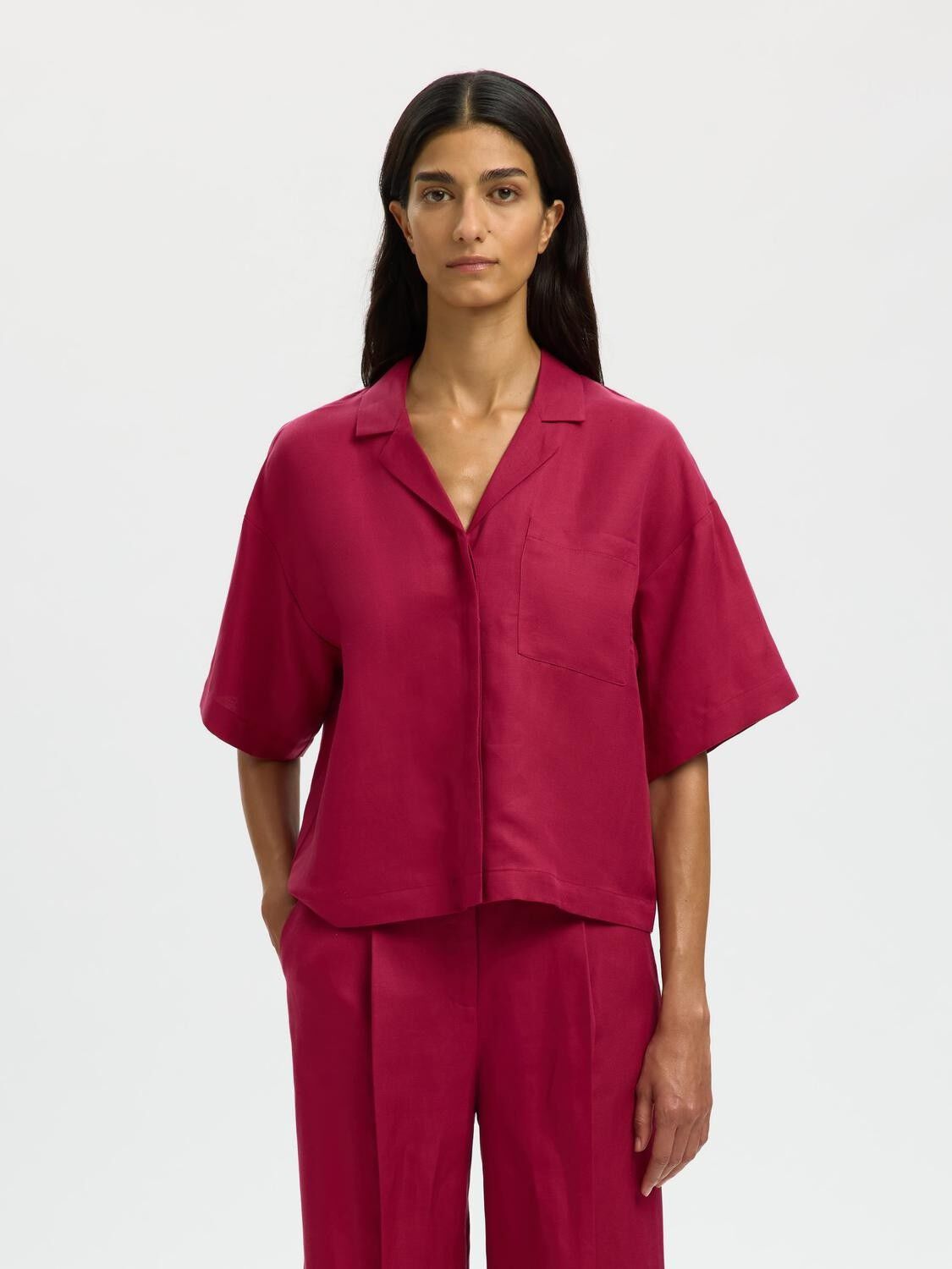 SLWLYRA 2/4 BOXY LINEN BLEND SHIRT