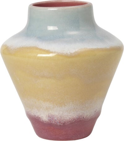 Poppery Vase H12 cm pink/mint/gul