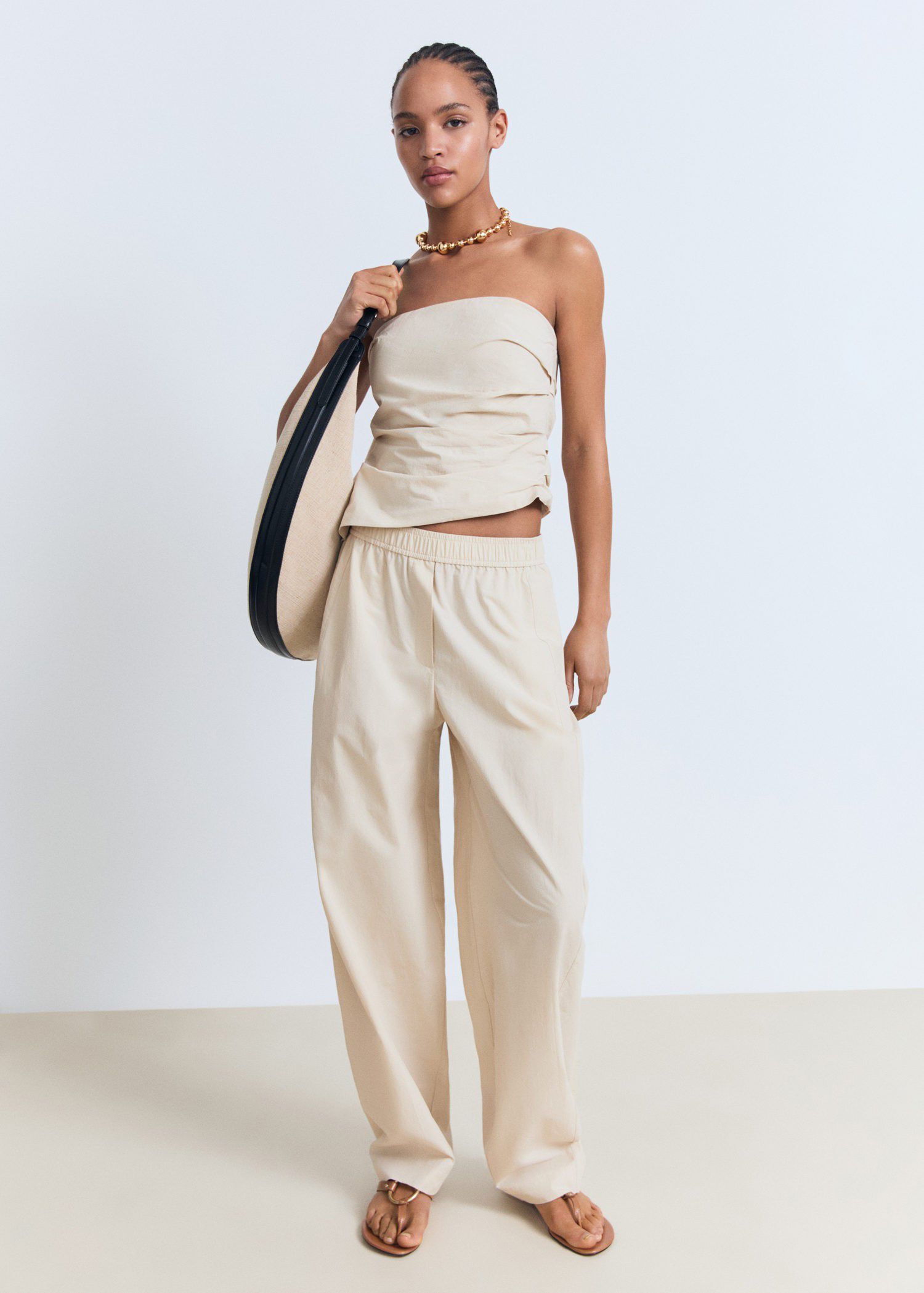 Paper bag cotton trousers