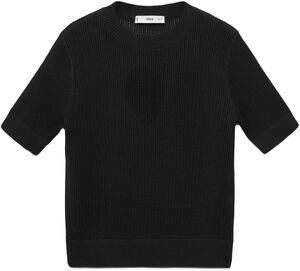 Short-sleeved openwork knitted swea