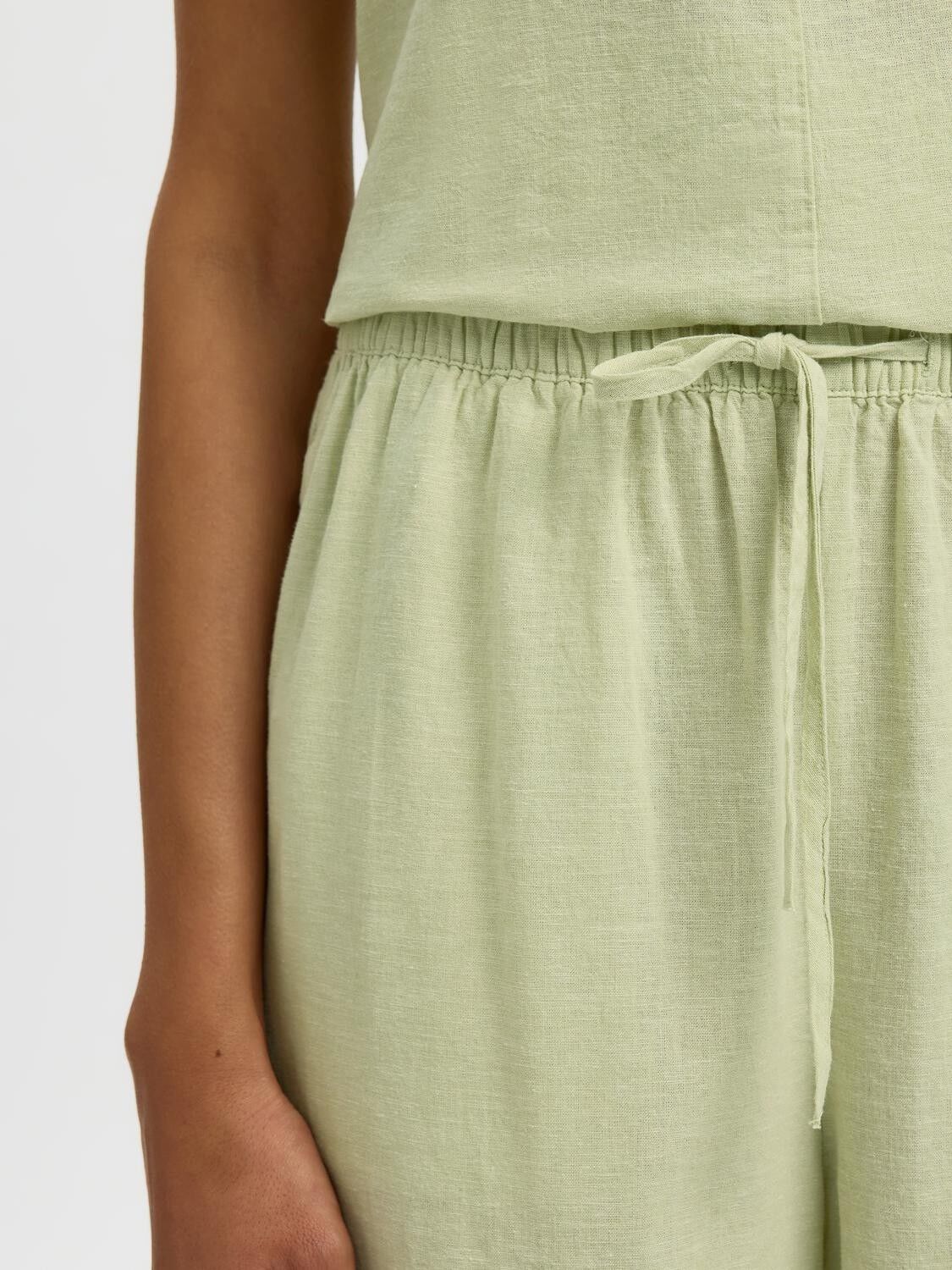 SLFLUISA MW WIDE LINEN BLEND PANT N