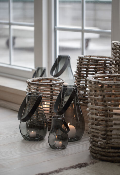 DWL Lanterne, smoke m. sort hank, H 25 cm