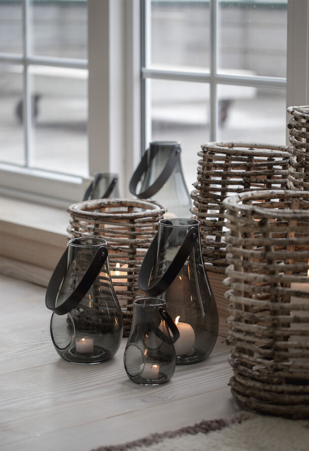 DWL Lanterne, smoke m. sort hank, H 25 cm