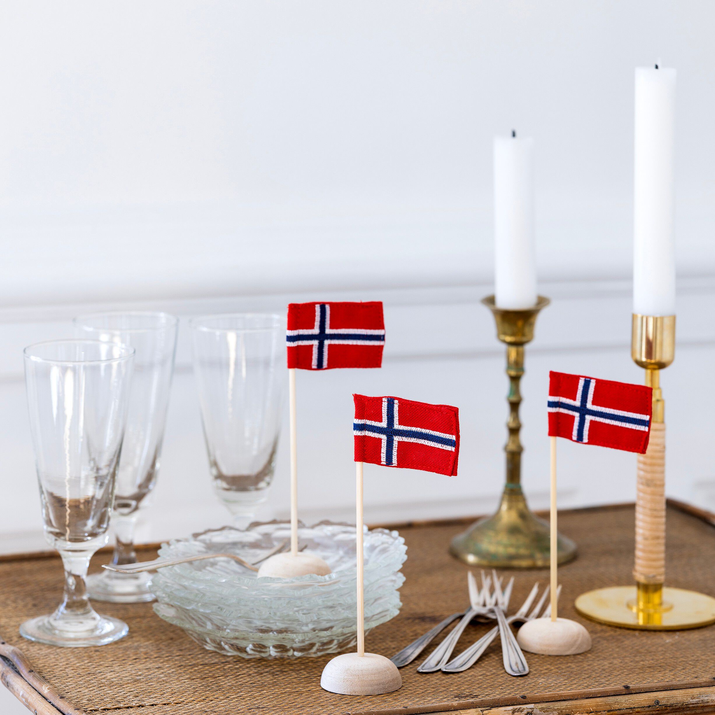Mini bordflag med Norske flag