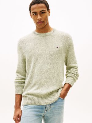 Two-Tone Boucl&eacute; Relaxed Crew Neck Jumper