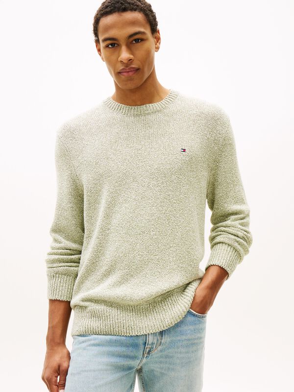 Two-Tone Bouclé Relaxed Crew Neck Jumper