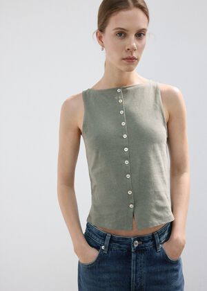 Cotton gilet with buttons