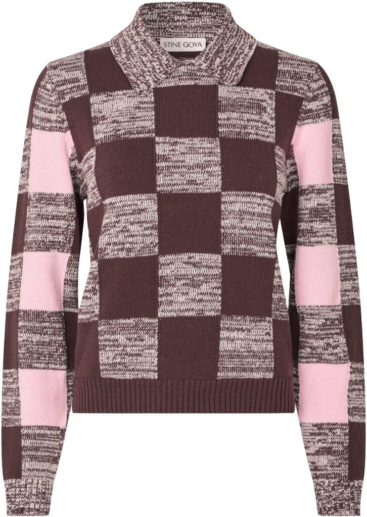 2386 Cotton Mix, Mix Stripe Polo Collar Sweater