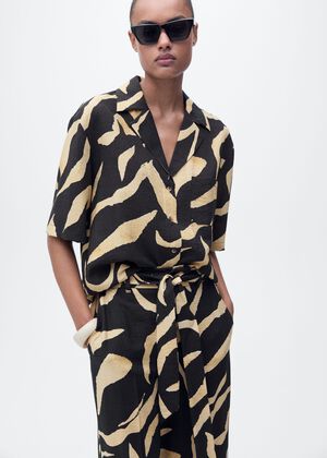 Printed straight-fit trousers with