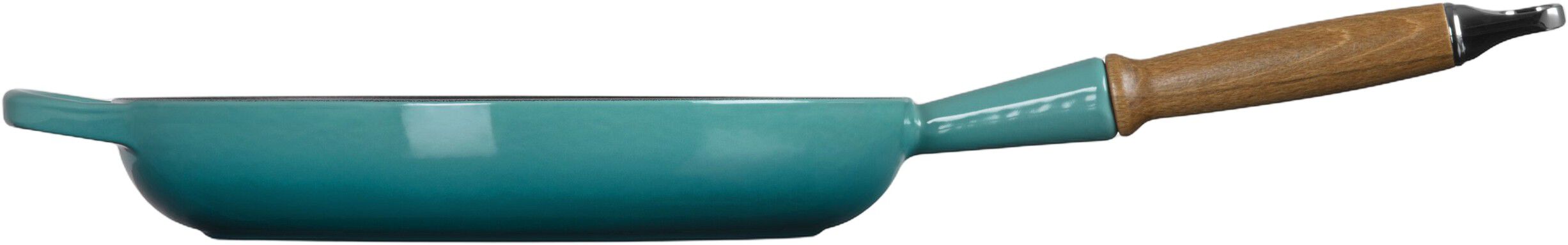 Le Creuset Signature st&oslash;bejern stegepande m/ tr&aelig;h&aring;ndtag 28cm Bleu Rivi