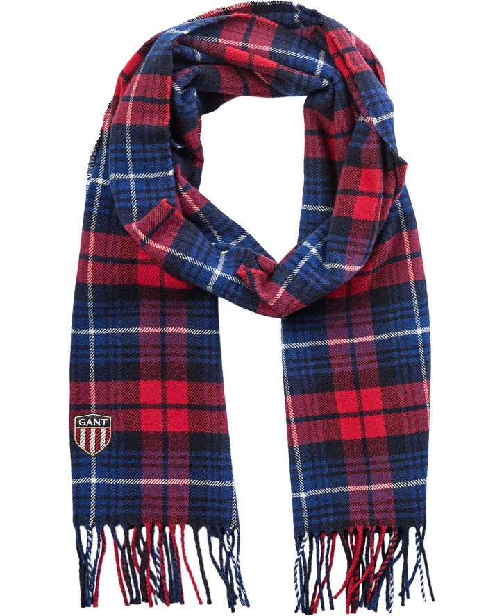 D1. WOVEN CHECK WOOL SCARF