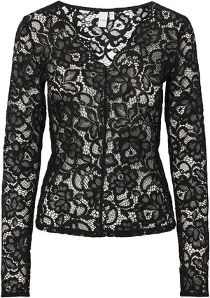 YASLACEY LS V-NECK LACE TOP S. NOOS